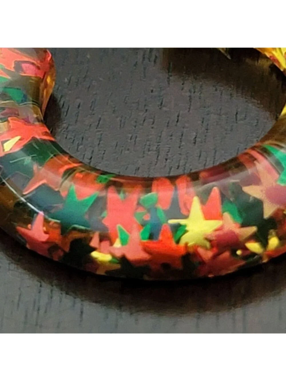 Vintage 70s Star Confetti Hoop Earrings